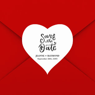 Romantische Kalligrafie Hochzeit Save the Date Herz-Aufkleber