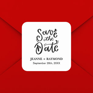 Romantische Kalligrafie Hochzeit Save the Date Quadratischer Aufkleber