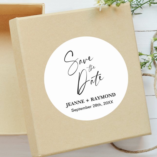 Romantische Kalligrafie-Hochzeiten speichern das D Runder Aufkleber (Von Creator hochgeladen)