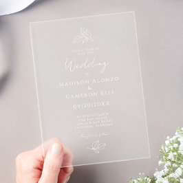 Romantische Kalligrafie Klassik Moderne botanische Acryleinladungen