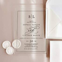 Romantische Kalligrafie Minimalistische Monogramm  Acryleinladungen