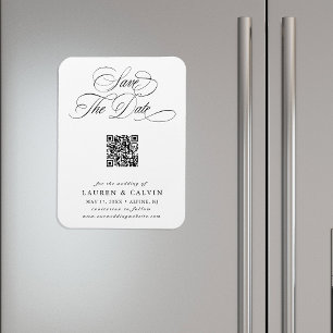 Romantische Kalligrafie QR-Code Hochzeit Speichern Magnet