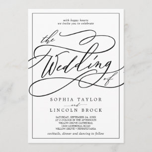 Romantische Kalligrafie   Rahmen für die Hochzeit  Einladung