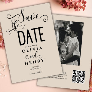 Romantische Kalligrafie-Schrift Foto QR-Code Save The Date