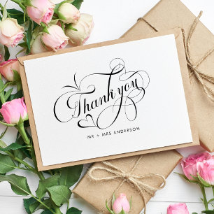 Romantische Kalligrafie-Schrift Hochzeit Danke Kar