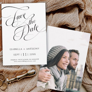 Romantische Kalligrafie Schwarz & Weiß Hochzeit Save The Date