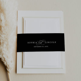 Romantische Kalligrafie | Schwarze Hochzeit Geblüh Einladungsbanderole