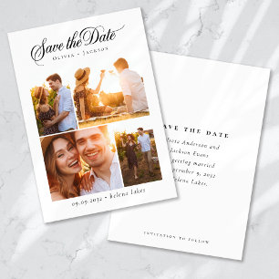 Romantische Kalligrafie Script Foto Collage Weddin Save The Date