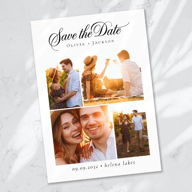 Romantische Kalligrafie Script Foto Collage Weddin Save The Date (Von Creator hochgeladen)