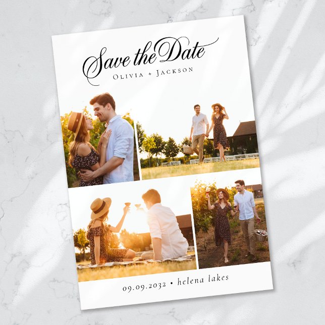 Romantische Kalligrafie Script Foto Collage Weddin Save The Date (Von Creator hochgeladen)