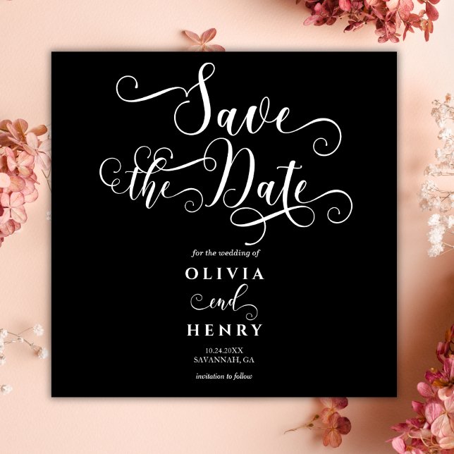 Romantische Kalligrafie Script Gothic Wedding Save The Date (Von Creator hochgeladen)