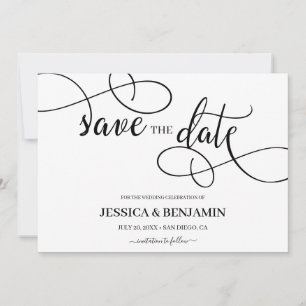 Romantische Kalligrafie-Skripte Hochzeit speichern Save The Date