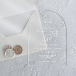 Romantische Kalligrafie White Classic Moderne Hoch Acryleinladungen