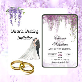 Romantische Kalligrafie Wisteria Lila Wedding Einladung