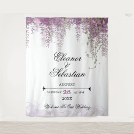 Romantische Kalligrafie Wisteria Lila Wedding Wandteppich