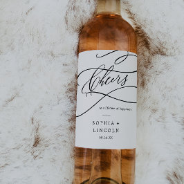 Romantische Kalligraphie Cheers Wedding Wine Label Weinetikett