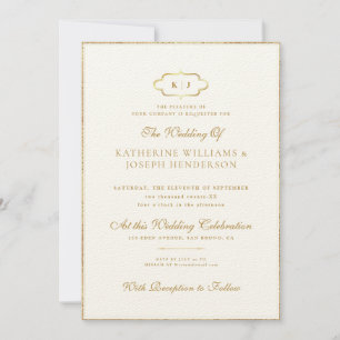ROMANTISCHE KALLIGRAPHIE GOLD CLASSIC MONOGRAM WED EINLADUNG