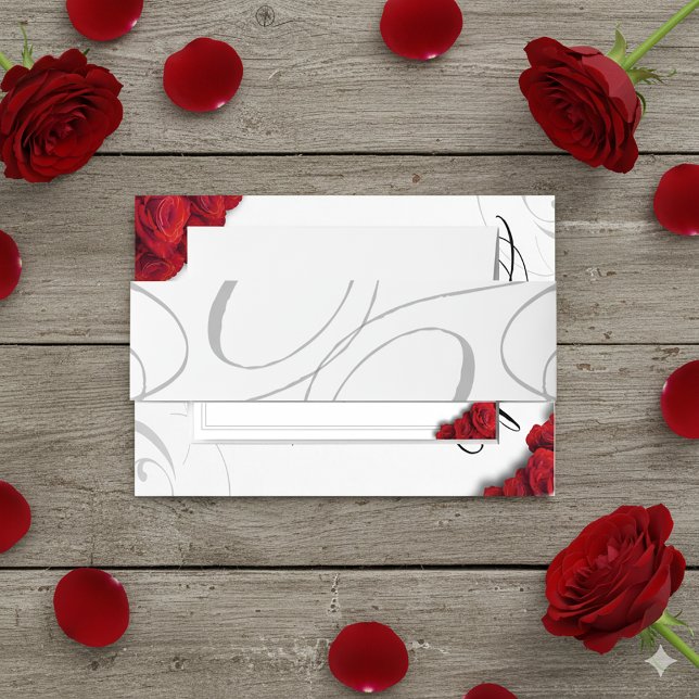 Romantische Kalligraphie Grau-Wirbel Einladungsbanderole (Romantic Calligraphy Grey Swirls Belly Band)