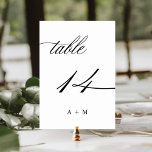 Romantische Kalligraphie Hochzeit Nummer 14, Tischnummer<br><div class="desc">Tabelle 14. Bitte Karo alle verfügbaren Nummern. | Romantische und elegante Wirble Kalligraphie Hochzeitskalibrierung Tischnummer mit Monogrammen. Für eine weiter gehende Anpassung dieses Designs klicken Sie bitte auf den BUTTON BLAU DESIGN TOOL oben!</div>