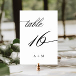 Romantische Kalligraphie Hochzeit Nummer 16, Tischnummer<br><div class="desc">Tabelle 16. Bitte Karo alle verfügbaren Nummern. | Romantische und elegante Wirble Kalligraphie Hochzeitskalibrierung Tischnummer mit Monogrammen. Für eine weiter gehende Anpassung dieses Designs klicken Sie bitte auf den BUTTON BLAU DESIGN TOOL oben!</div>