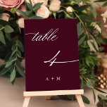 Romantische Kalligraphie Hochzeit Nummer 4, Burgun Tischnummer<br><div class="desc">Tabelle 4. Bitte Karo alle verfügbaren Nummern. | Romantische und elegante Wirble Kalligraphie Hochzeitsfeier Tischnummer mit Initialen. Für eine weiter gehende Anpassung dieses Designs klicken Sie bitte auf den BUTTON BLAU DESIGN TOOL oben!</div>