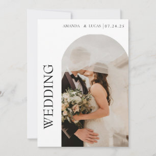 Romantische Kalligraphie Monogramm Foto geformt Ar Einladung