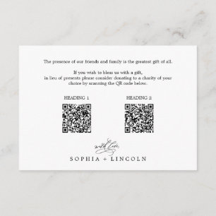 Romantische Kalligraphie QR Codes Hochzeitswünsche Begleitkarte