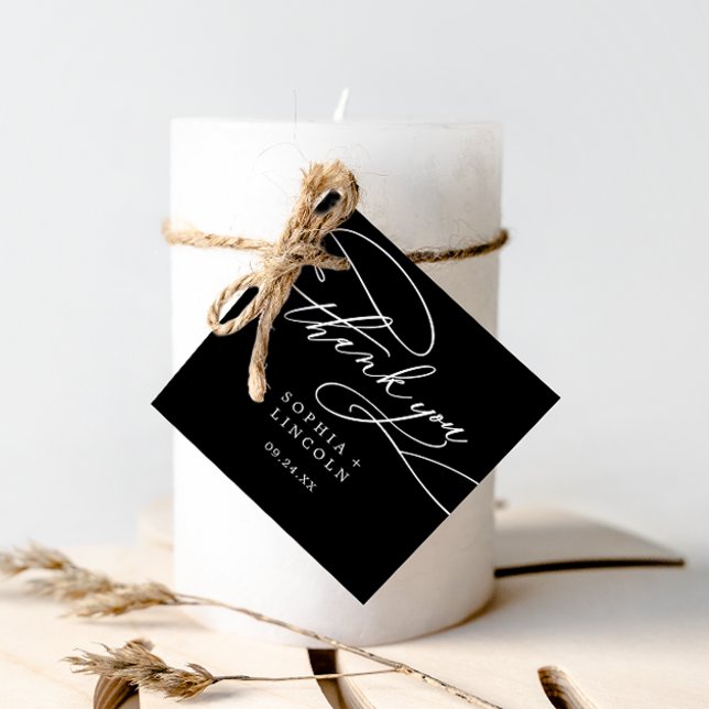 Romantische kalligraphische Dunkle Schwarze Hochze Geschenkanhänger (Von Creator hochgeladen)