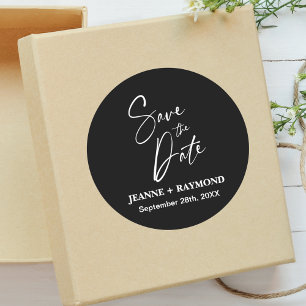 Romantische kalligraphische Hochzeit retten das Da Runder Aufkleber