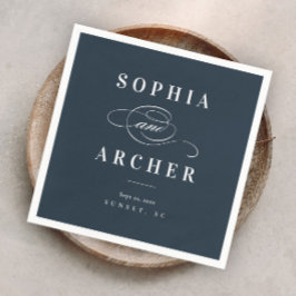 Romantische kalligraphische Navy Blue Elegante Hoc Serviette