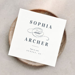 Romantische kalligraphische Navy Blue Elegante Hoc Serviette