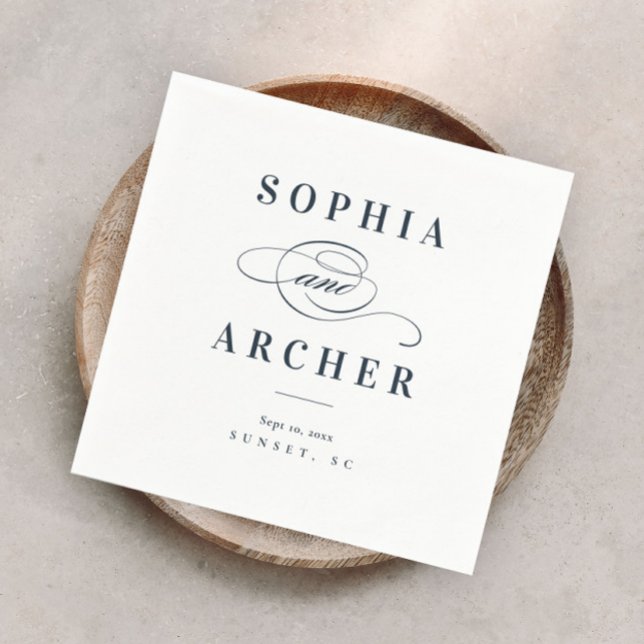 Romantische kalligraphische Navy Blue Elegante Hoc Serviette (Von Creator hochgeladen)