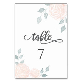 Romantische kalligraphische Rose Tischnummer