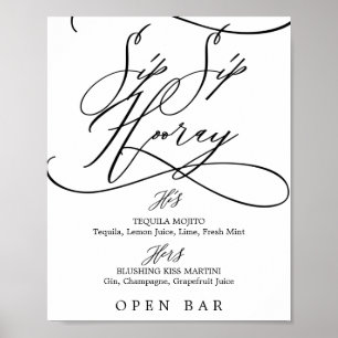 Romantische kalligraphische Sip Hooray Wedding Bar Poster