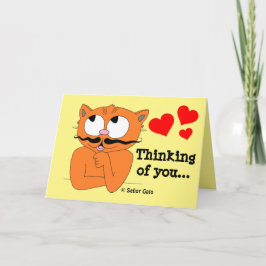 Romantische Karte "Denken Sie an Sie" Cartoon Katz