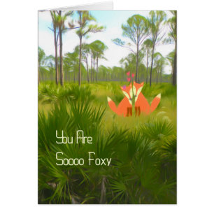 Romantische Karte mit zwei Füchsen