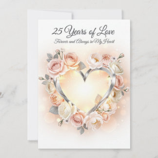 Romantische Karte zum 25. Hochzeitstag