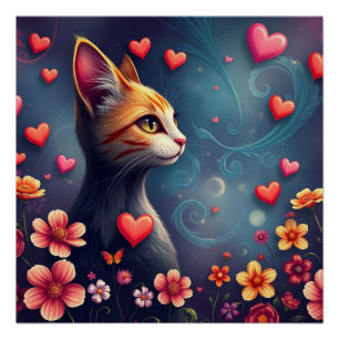 Romantische Katze Poster