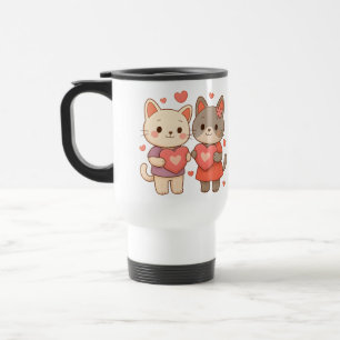 Romantische Katzen Herz Reisebecher