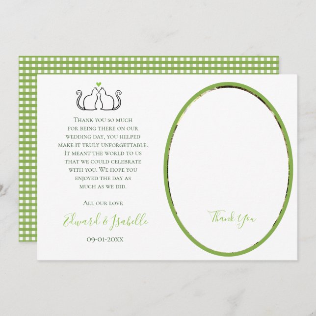 Romantische Katzen in der Liebe Hochzeit Paar Foto Dankeskarte (Vorne/Hinten)