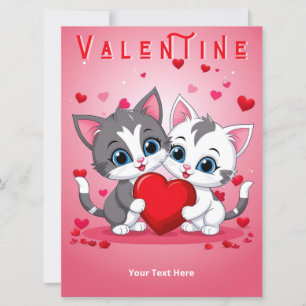 Romantische Katzen lieben Herzen Rosa Rot Valentin Feiertagskarte