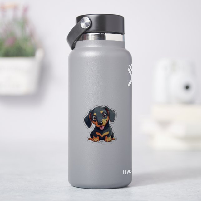 Romantische Kawaii Dackel Welpe - Pastelldesign Aufkleber (HydroFlask)