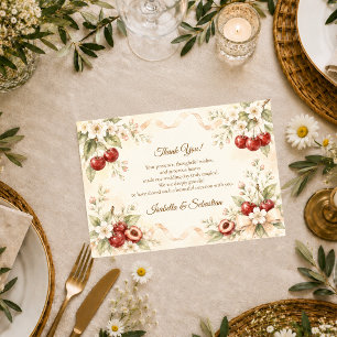 Romantische Kirschblüten-Hochzeit Dankeskarte