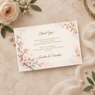 Romantische Kirschblüten-Hochzeit Dankeskarte