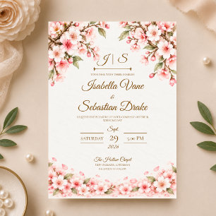 Romantische Kirschblüten-Hochzeit Einladung