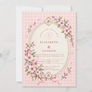 Romantische Kirschblüten-Hochzeit Einladung