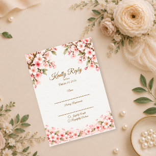 Romantische Kirschblüten-Hochzeit RSVP Karte