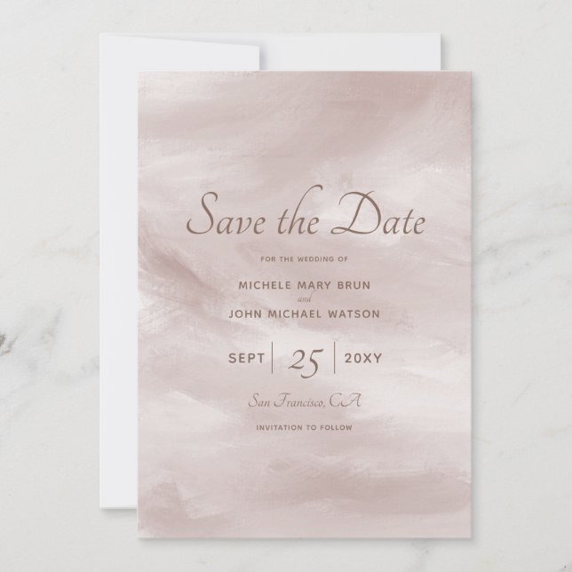 Romantische Klassik Blush Pink Save the Date Karte (Vorderseite)