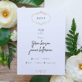 Romantische klassische Goldhochzeit RSVP Karte