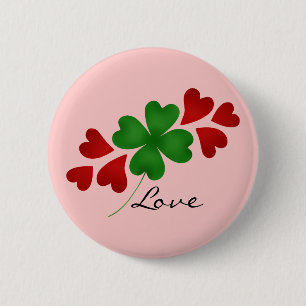 Romantische Kleeblattherzen Button